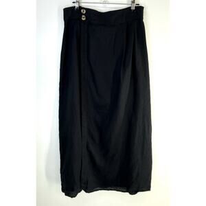 Anthropologie size 6 black linen wrap skirt Buttons